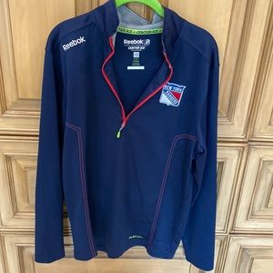 New York Rangers NHL Hockey Hoodie Mens M  Blue Reebok Center ice quarter zip